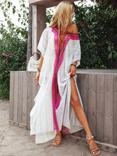 Robe longue fendue à col en V style bohème